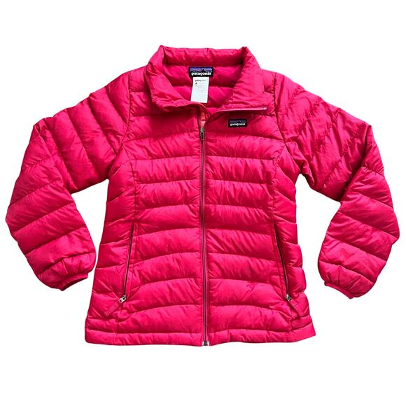 Patagonia Girls Puffer Jacket M 10 Red Down Coat Warm Winter Ski Snow Weather - Picture 1 of 3